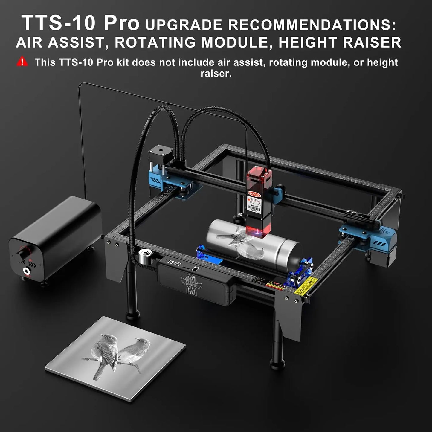 Graveur Laser deux arbres TTS 10 Pro, avec contrôle hors ligne Wifi, Machine de gravure Laser 10W pour la sculpture sur verre, métal et cuir
