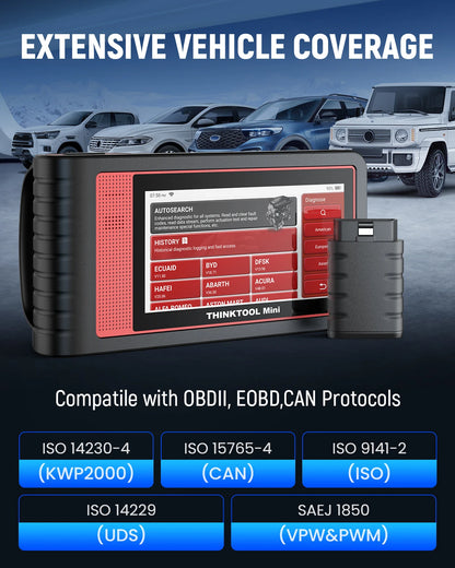 THINKTOadvocate MINI/MINI2-Scanner de Voiture, Outil de Diagnostic Automobile Tout Système, 28 Réinitialisations, Contrôle Bidirectionnel, Codage ECU, Lecteur de Code
