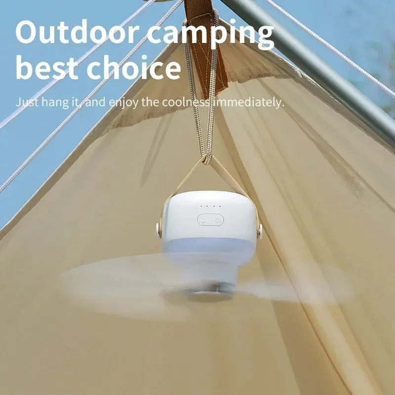 Ventilateur Plafond Portable Camping — LED, Télécommande, 4 Vitesses & Batterie 3600/7200mAh