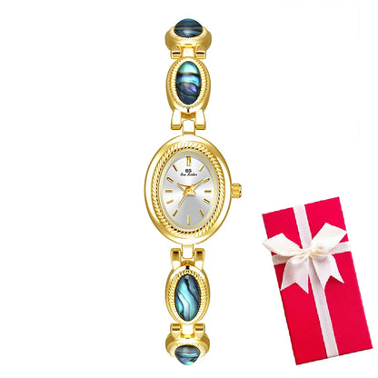 Montre Quartz Femme Bracelet Élégant — Boîtier Ovale 24 mm, Acier Inoxydable, Verre Hardlex, 3 ATM, 16 Coloris | TechNova X
