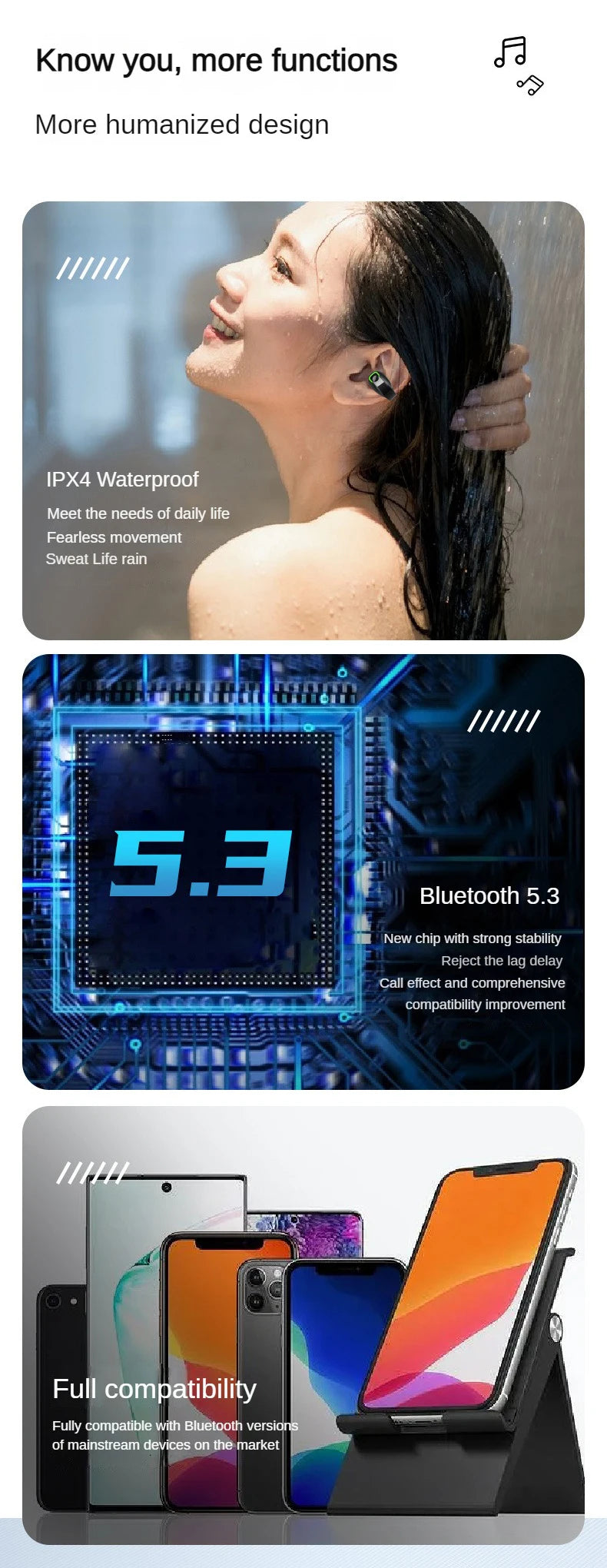 SHUKE GD28 OWS Clip Earphones — Bluetooth 5.3, ANC, IPX7, 688h Standby