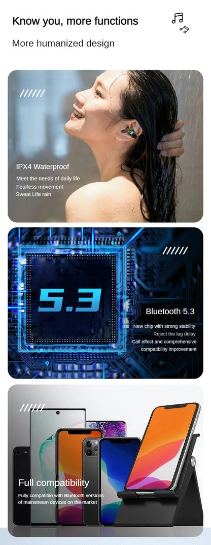 SHUKE GD28 OWS Clip Earphones — Bluetooth 5.3, ANC, IPX7, 688h Standby