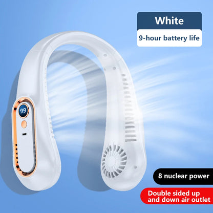 Ventilateur de Cou Sans Pales 7000mAh — Affichage LED, Minuterie 2-8h & Rechargeable USB