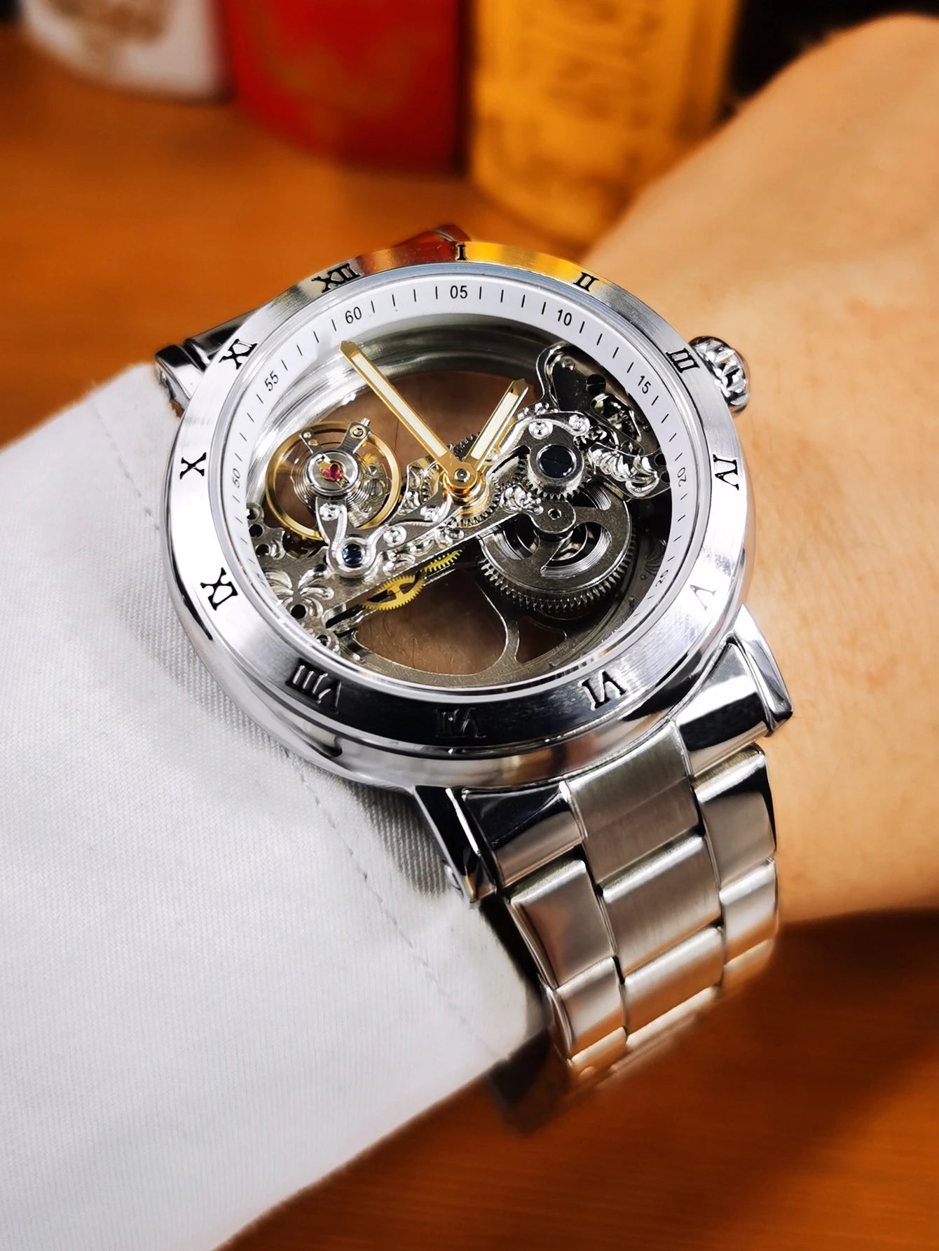 Montre Mécanique Automatique Squelette FORSINING FS134 — Aiguilles Lumineuses, Bracelet Cuir ou Acier