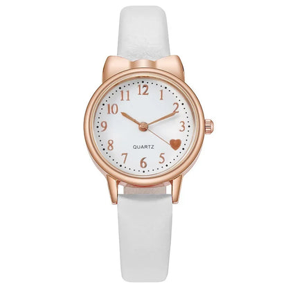 Montre Quartz Enfant Fille — Cadran Cœur, Bracelet Cuir, 5 Coloris + Option Bracelet Assorti | TechNova X