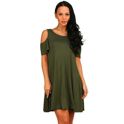 Robe Été Femme Vintage — Épaules Dénudées, Col Rond, Ligne A, 4 Coloris, S-XXL | TechNova X