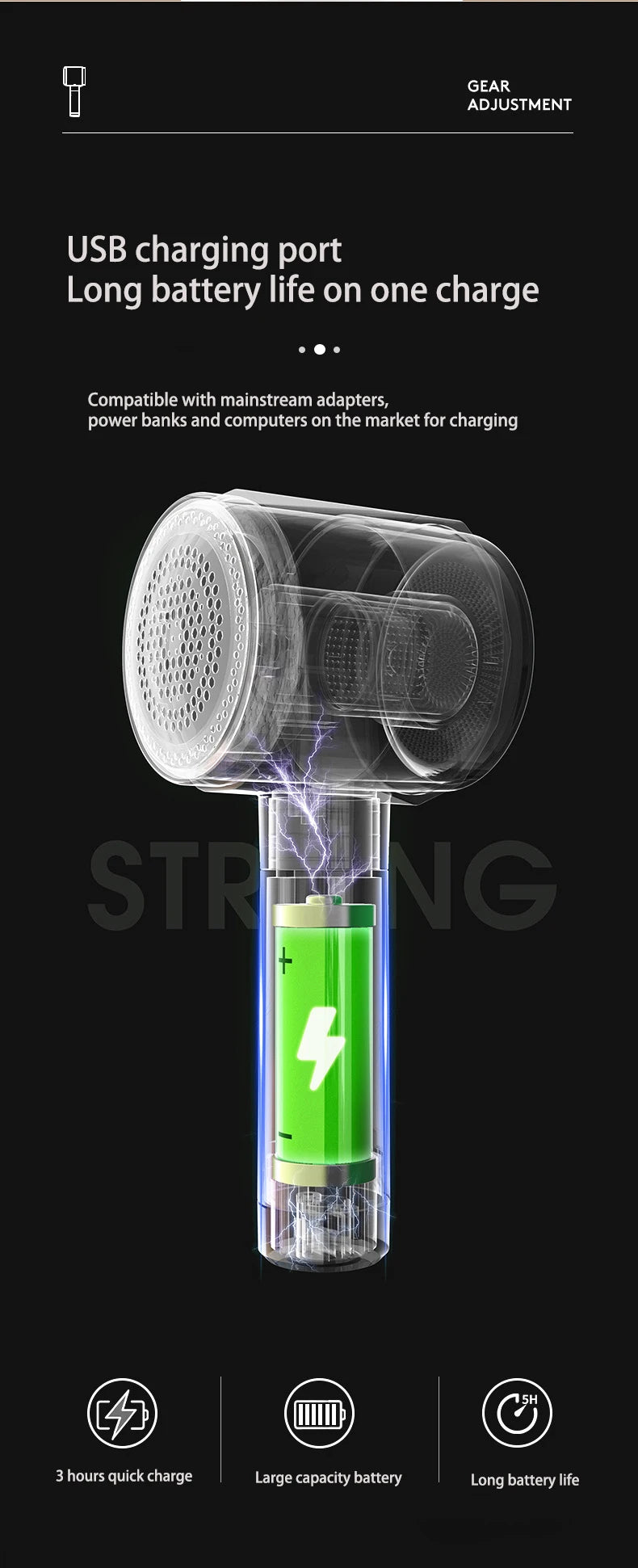 Rasoir Anti-Peluches Électrique Rechargeable — Affichage LED, 40 min d'Autonomie & Charge Rapide