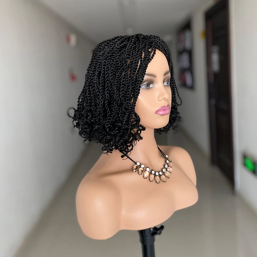 Perruque Tressée Synthétique Crochet UMOT — Style Africain Court Crépu, Fibre Haute Température, Bonnet Taille Moyenne | TechNova X