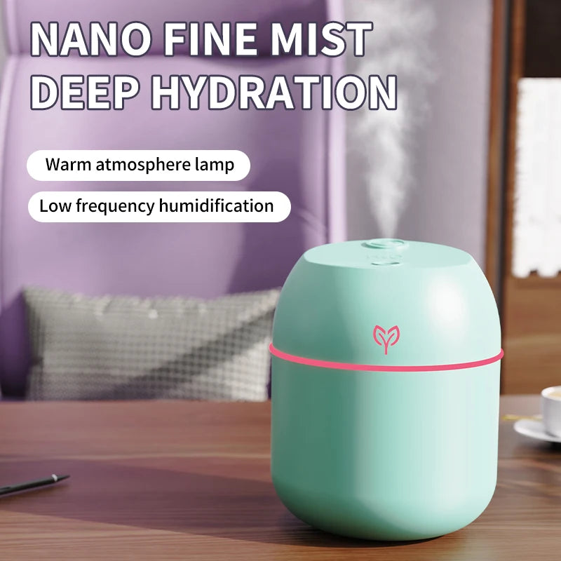 Mini Humidificateur USB 220ml — Aromathérapie, Silencieux, Arrêt Auto & 3 Coloris