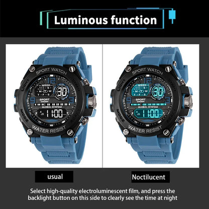 Montre Sport Digitale YIKAZE A69270 — Grand Cadran 56mm, LED, Chronomètre, Alarme, 3 ATM
