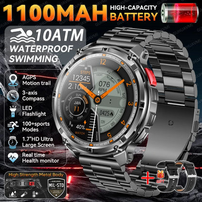 Smartwatch GPS GUHUAVMI T-Rex3 Pro 2026 — AMOLED 1,7", Batterie 1100mAh, 10 ATM, 100+ Modes Sport