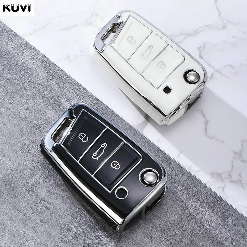 Juste de clé de voiture en TPU, porte-clés pour VW Volkswagen Golf 7, MK7, Tiguan MK2, RosemAteca, Valentine FR 2, Ibiza, Skoda Octavia, 3, 4 boutons