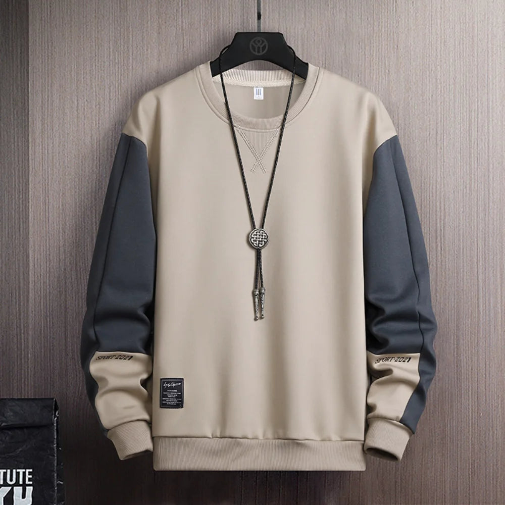 Sweat-shirt Col Rond Homme — Coupe Ample | Motif Patchwork | Sans Capuche | 4 Saisons | 3 Coloris | Asian M à 5XL