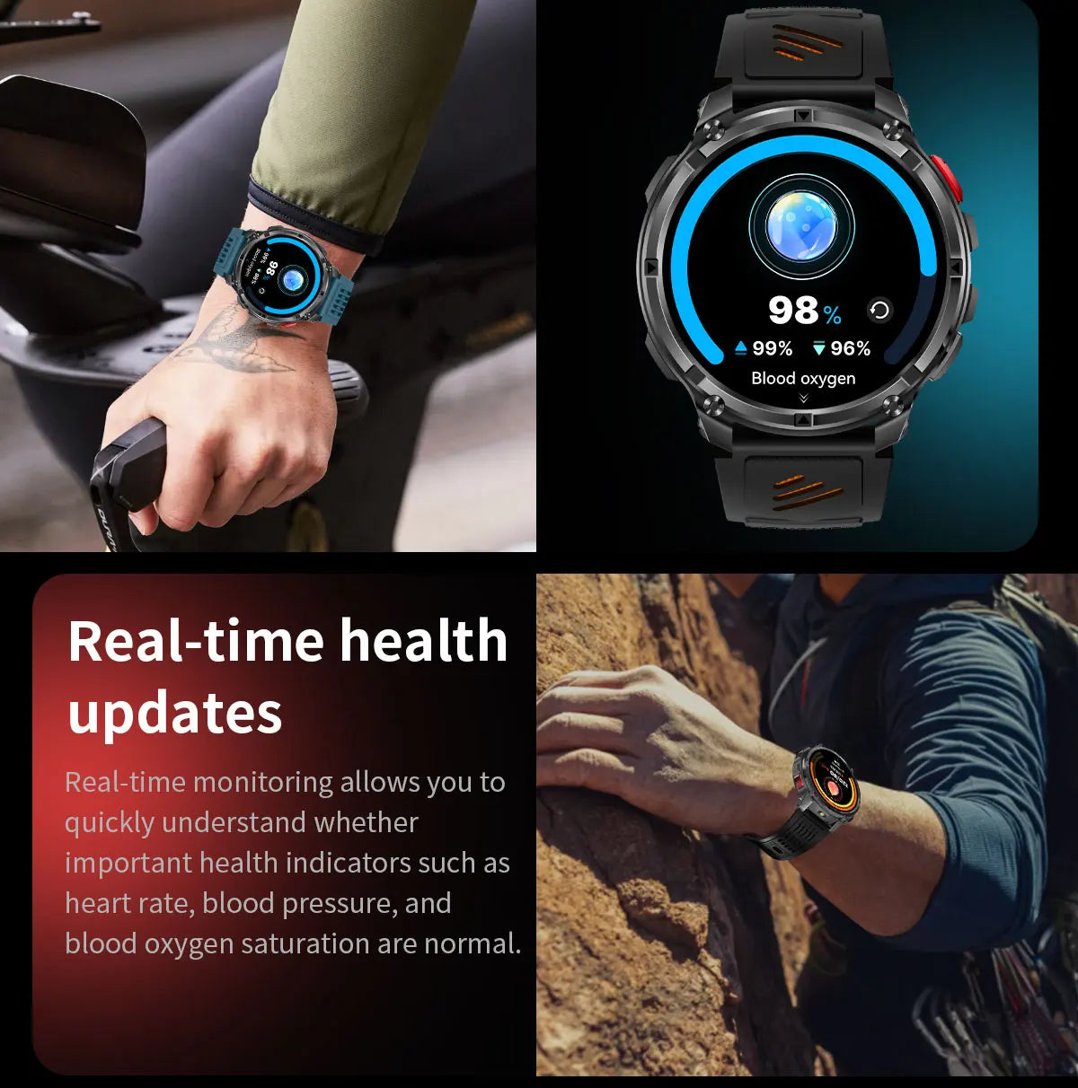 Smartwatch GUHUAVMI HT33 — AMOLED Saphir 1,7", Batterie 1100mAh, 100+ Sports, IP68