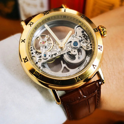Montre Mécanique Automatique Squelette FORSINING FS134 — Aiguilles Lumineuses, Bracelet Cuir ou Acier