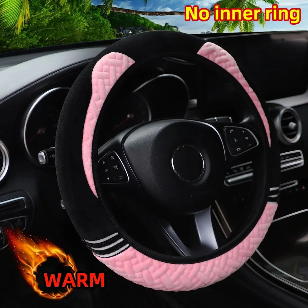 Ours en peluche chaud pour les mains, chat de dessin animé, voiture sans anneau intérieur, housse de volant, fournitures automobiles, 14.5-15 pouces