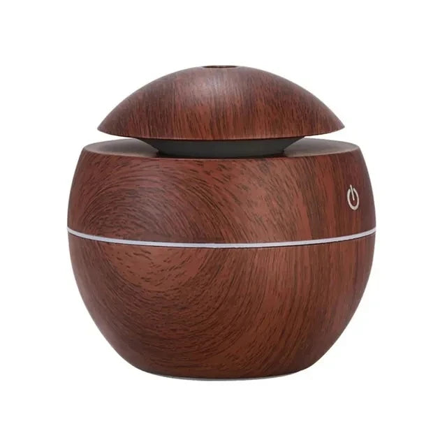 Humidificateur Design Bois USB 130ml — Diffuseur Arôme Ultrasonique, 200ml/h & Arrêt Auto