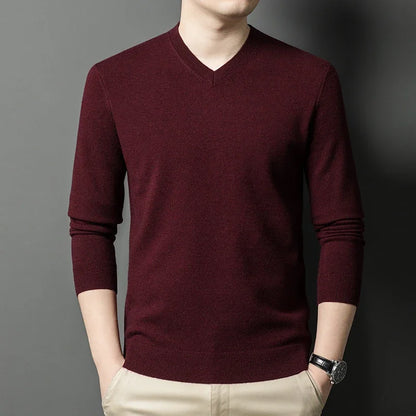 Nouveaux pulls hommes col en V basique couleur unie chandails col rond élastique pulls chaud automne tricoté surdimensionné pull hommes
