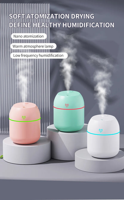 Mini Humidificateur USB 220ml — Aromathérapie, Silencieux, Arrêt Auto & 3 Coloris