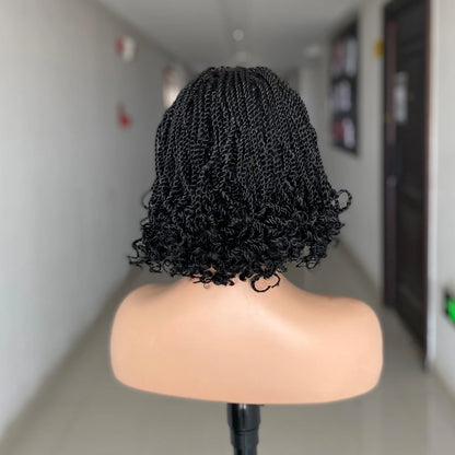 Perruque Tressée Synthétique Crochet UMOT — Style Africain Court Crépu, Fibre Haute Température, Bonnet Taille Moyenne | TechNova X