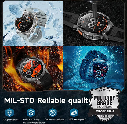 Montre Connectée Sport Militaire AK87 — AMOLED 1,7", GPS, NFC, Étanche IP68, Batterie 1000 mAh, 100 Jours | TechNova X
