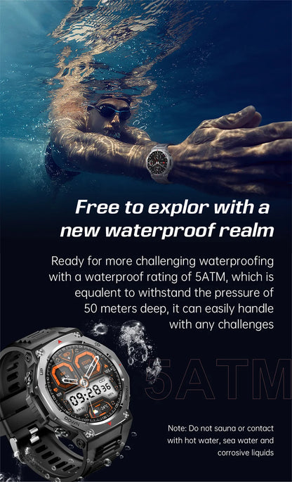 Montre Connectée Sport ZYKEXUAN T-Rex3 — AMOLED 1,43", Étanche 10 ATM, Boussole, Altimètre, 100+ Sports, 13 Coloris | TechNova X