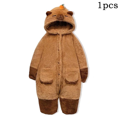Adulte Capybara Robes Onesies Pyjamas Dessin Animé Pyjama Animal Kigurumi Pantoufle Halloween Cosplay Costumes Chaud Vêtements De Nuit Combinaison