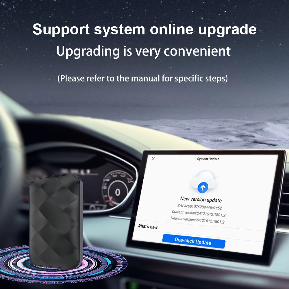 XUDA Android14 sans fil CarPlay/Android Auto 3in1 nouveau CarPlay Ai Box 4 cœurs 4GB RAM + 64GB ROM Plug and Play Transmission Stable
