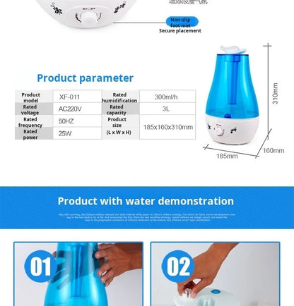 Humidificateur Ultrasonique 4L — Double Pulvérisation, Arrêt Auto & Contrôle Tactile
