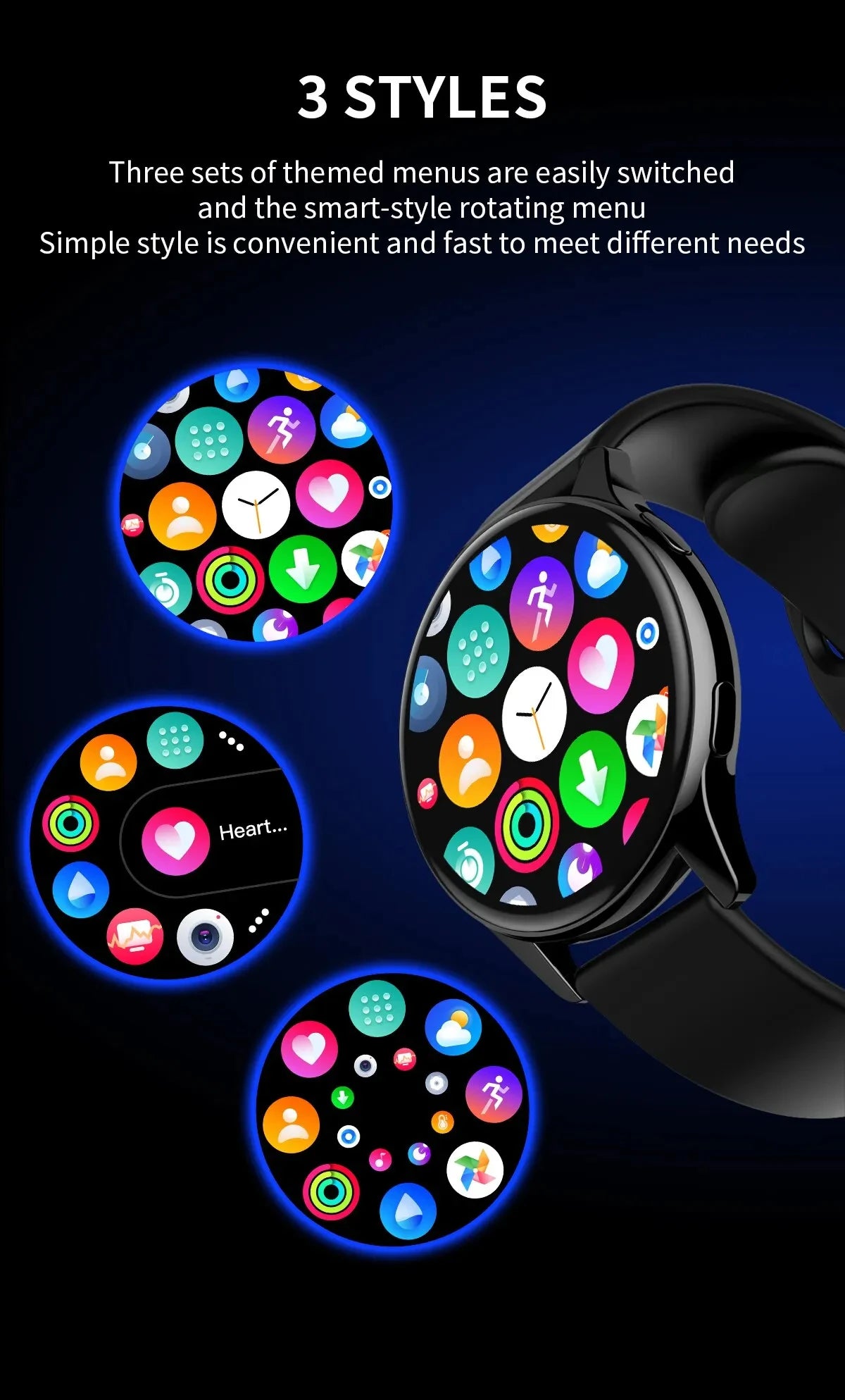 Smartwatch LIGE 0392 — Bluetooth 5.0, Appels, IP68, Charge Magnétique, Cadran Personnalisable