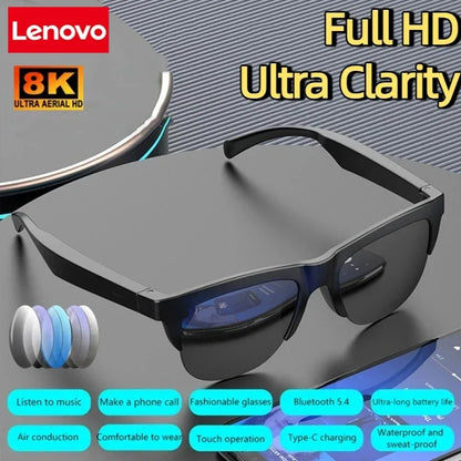 Lenovo Bluetooth Smart Sunglasses, Headphones for Calls and Outdoor Sports, HIFI Technology, Anti-Touch, UV Protection, for Men and Women