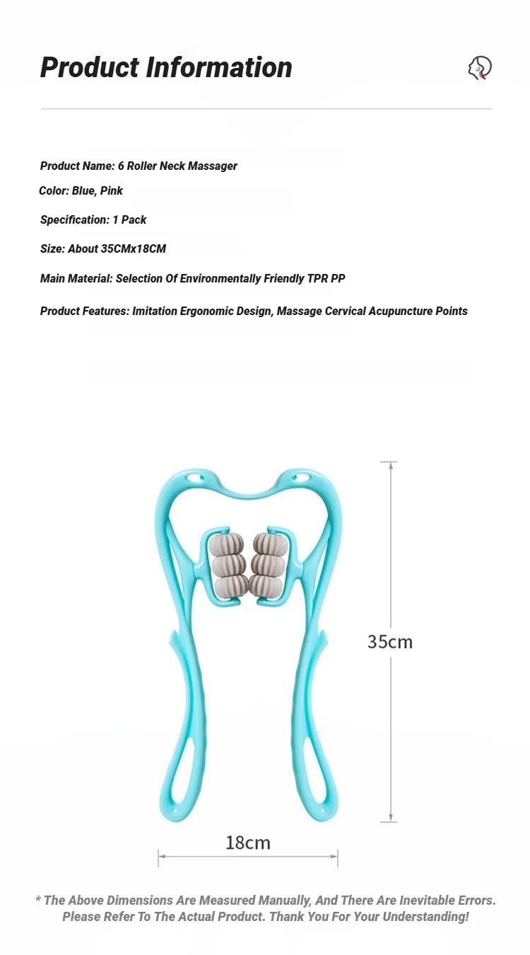 Manual massager for the spine, neck, shoulders, and back, handheld kneading massage device for at-home relaxation
