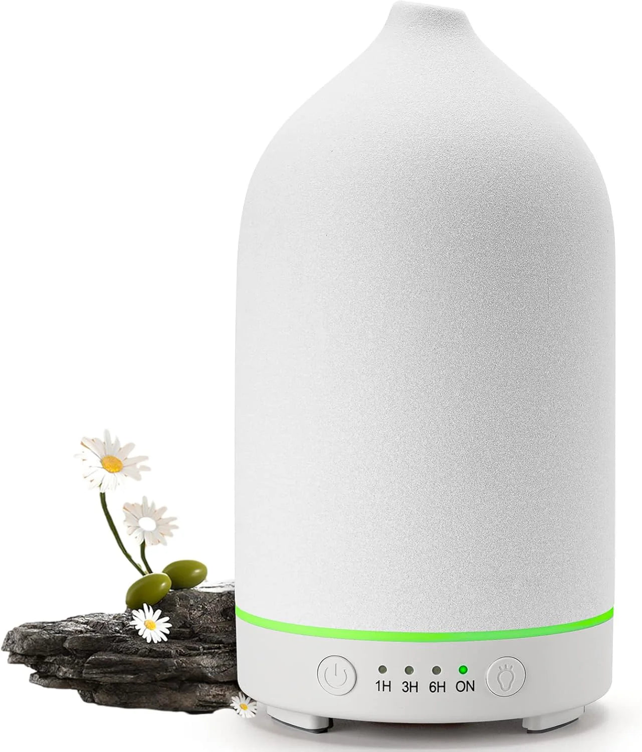 Diffuseur Aromathérapie Céramique 100ml — Ultrasonique, Minuterie 1H/2H & Veilleuse LED 7 Couleurs