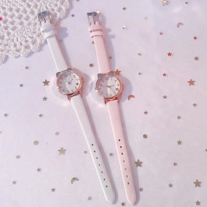 Montre Quartz Enfant Fille — Cadran Cœur, Bracelet Cuir, 5 Coloris + Option Bracelet Assorti | TechNova X