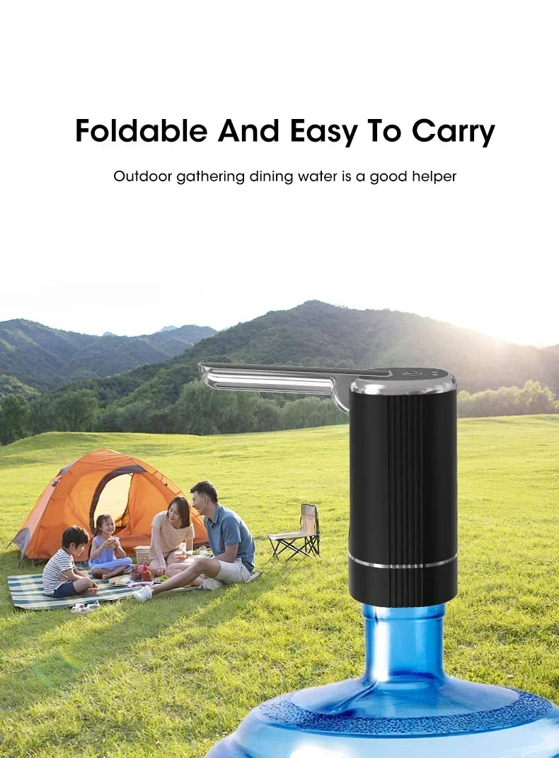 Pompe à Eau Électrique Pliable Rechargeable USB — 1200mAh, Matériau Alimentaire & 1 Semaine d'Autonomie