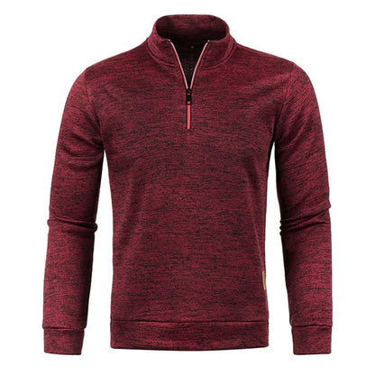 Pull à col roulé avec fermeture éclair pour homme, sweat-shirt d'extérieur, pull à demi-fermeture éclair, vêtements solides, PVD, printemps, automne