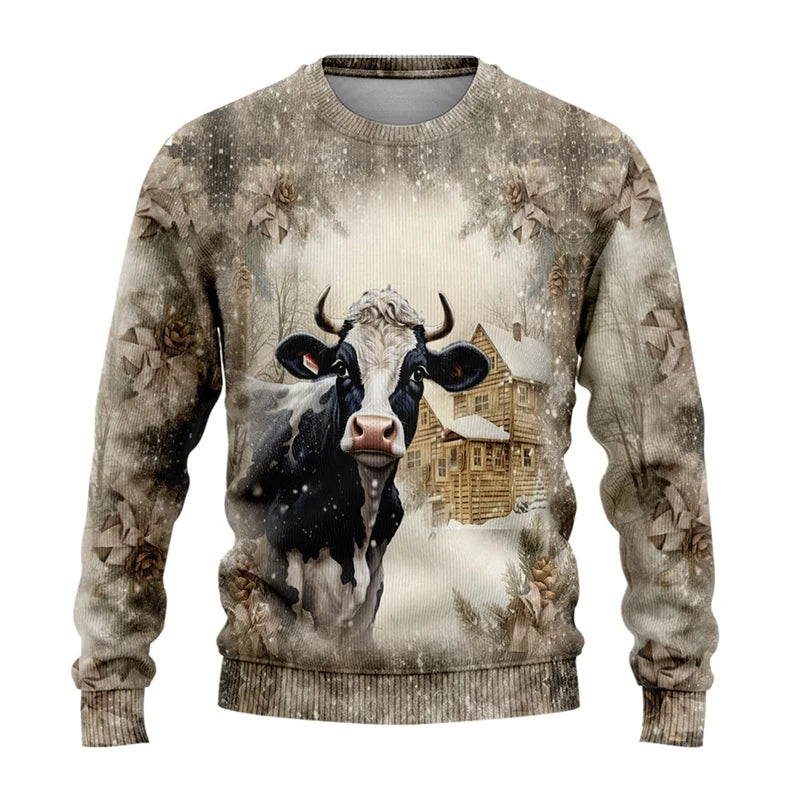 Sweat-shirt Unisexe Imprimé 3D — Animaux de Ferme | Style Harajuku Y2K | Col Rond | Enfant & Adulte | XS–6XL