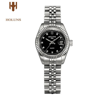 Montre Femme Luxe Diamant — Quartz Acier Inoxydable, Étanche 5 ATM