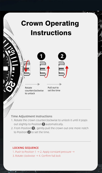 Montre Plongée NORTH EDGE TRITON — Solaire, Quartz, Acier 316L, Étanche 300M