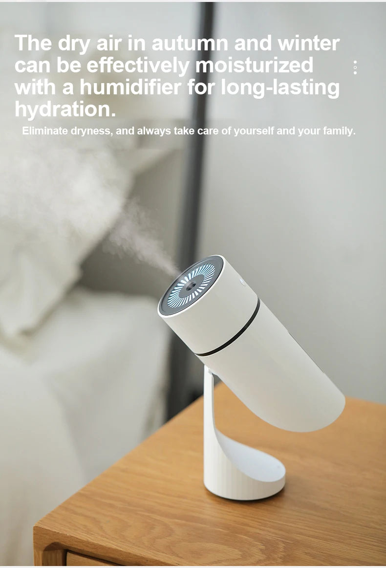 Humidificateur Diffuseur Sans Fil 260ml — Nano-Spray, Buse 90°, Veilleuse LED & Batterie 1000mAh