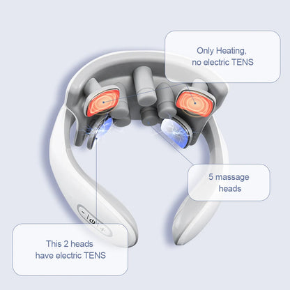Smart Electric Neck and Back Massager, Rechargeable TENS, Hot Compression Massage, Cervical Vertebra Relaxation, Pain Kneading Therapy