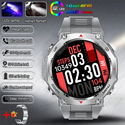 Montre Connectée Sport ZYKEXUAN T-Rex3 — AMOLED 1,43", Étanche 10 ATM, Boussole, Altimètre, 100+ Sports, 13 Coloris | TechNova X