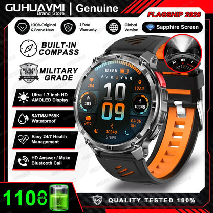 Smartwatch GPS GUHUAVMI T-Rex3 Pro 2026 — AMOLED 1,7", 1100mAh, 10 ATM, 100+ Sports, 15 Variantes