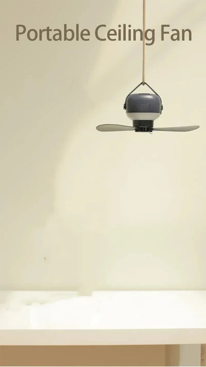 Ventilateur Plafond Portable Camping — LED, Télécommande, 4 Vitesses & Batterie 3600/7200mAh