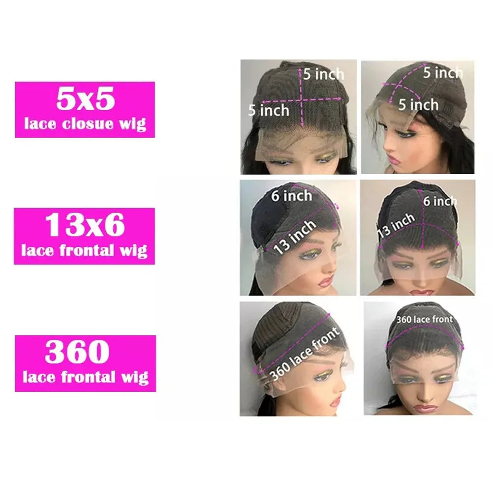 Perruque frontale en dentelle HD 13x6, cheveux humains bouclés Deep Wave 38-40 pouces, perruques brésiliennes 5x5 Lace Front pour femmes, pré-épilées