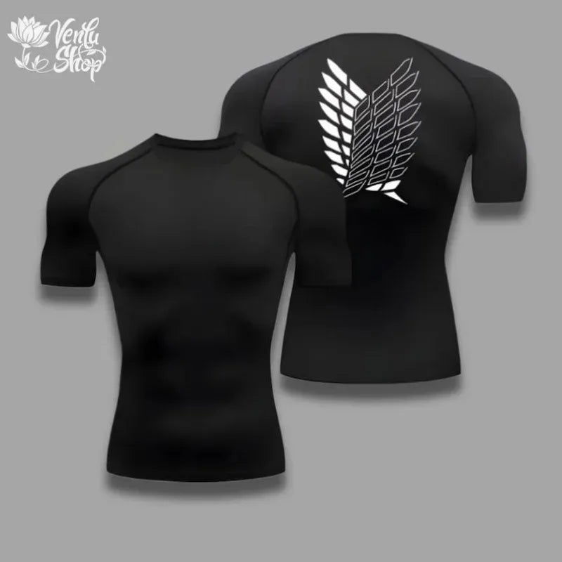 T-shirt de sport absorbant la transpiration pour homme, à séchage rapide, haute élasticité, style Anime, idéal pour le fitness et la musculation