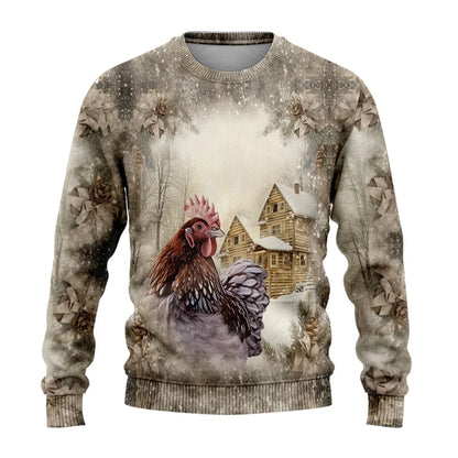 Sweat-shirt Unisexe Imprimé 3D — Animaux de Ferme | Style Harajuku Y2K | Col Rond | Enfant & Adulte | XS–6XL