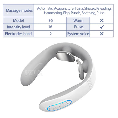 Smart Electric Neck and Back Massager, Rechargeable TENS, Hot Compression Massage, Cervical Vertebra Relaxation, Pain Kneading Therapy