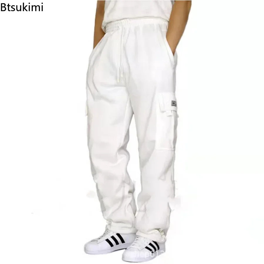Pantalon décontracté pour homme 2026 – Survêtement uni multi-poches pour homme, automne-hiver, coupe oversize