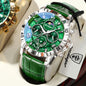 Montre Quartz Luxe Homme POEDAGAR 973 — Chronographe Lumineux, Verre Saphir, Bracelet Cuir, 3 ATM, 7 Coloris | TechNova X